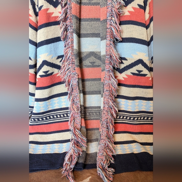 Margeaux & Ellie Aztec Fringed Cardigan Sweater - Picture 7 of 16